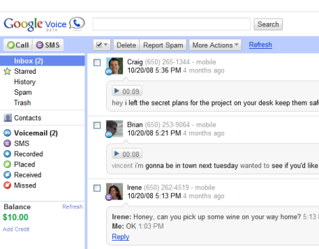 google voice inbox