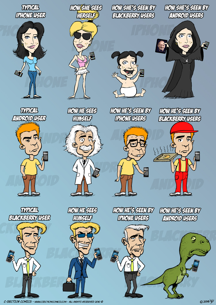 how smartphone users see each other via c-section comics