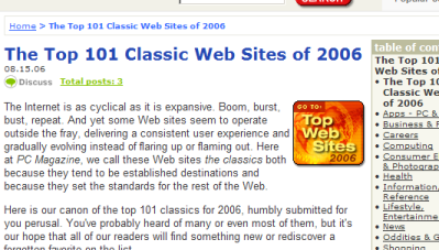 pc mag top 101 sites